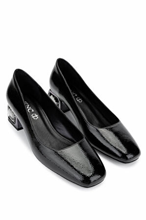 Tamer Tanca Kadın Vegan Siyah Rugan Topuklu Ayakkabı 942 430 BN AYK Y25 SIYAH KRSK RGN