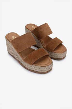 Valmenti Kadın Taba Süet Topuklu Terlik 1147 330 BN TRLK Y25 TABA SUET