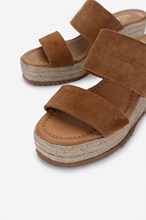 Valmenti Kadın Taba Süet Topuklu Terlik 1147 330 BN TRLK Y25 TABA SUET