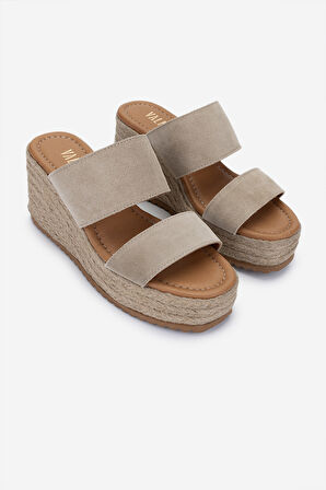 Valmenti Kadın Bej Süet Topuklu Terlik 1147 330 BN TRLK Y25 BEJ SUET