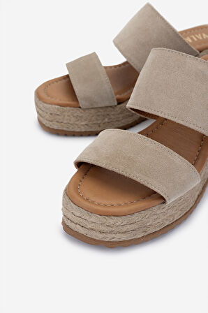 Valmenti Kadın Bej Süet Topuklu Terlik 1147 330 BN TRLK Y25 BEJ SUET