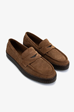 Valmenti Erkek Hakiki Deri Tütün Süet Loafer Ayakkabı 537 3710 ERK AYK Y25 TUTUN SUET