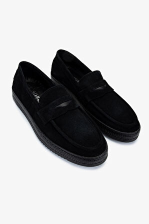 Valmenti Erkek Hakiki Deri Siyah Süet Loafer Ayakkabı 537 3710 ERK AYK Y25 SIYAH SUET