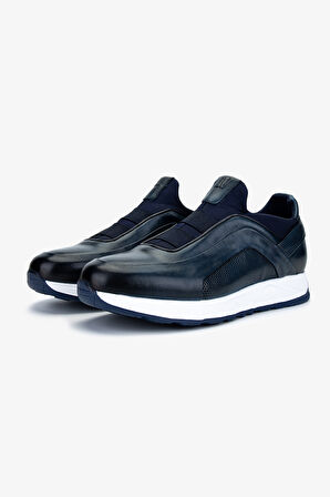 Valmenti Erkek Hakiki Deri Lacivert Sneakers & Spor Ayakkabı 383 VAL-6094 ERK AYK Y25 LACI SLVR
