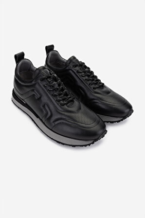 Valmenti Erkek Hakiki Deri Siyah Sneakers & Spor Ayakkabı 383 VAL-5960 ERK AYK Y25 SIYAH SLVR
