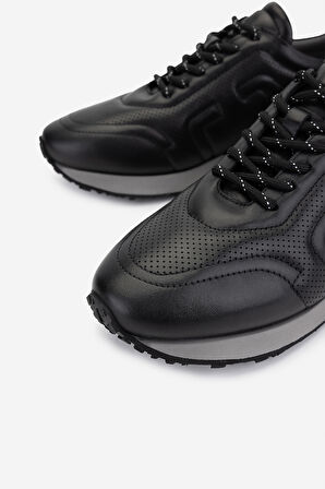Valmenti Erkek Hakiki Deri Siyah Sneakers & Spor Ayakkabı 383 VAL-5960 ERK AYK Y25 SIYAH SLVR