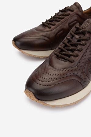 Valmenti Erkek Hakiki Deri Kahverengi Sneakers & Spor Ayakkabı 383 VAL-5960 ERK AYK Y25 KAHVE SLVR