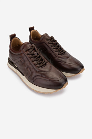 Valmenti Erkek Hakiki Deri Kahverengi Sneakers & Spor Ayakkabı 383 VAL-5960 ERK AYK Y25 KAHVE SLVR