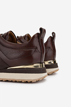 Valmenti Erkek Hakiki Deri Kahverengi Sneakers & Spor Ayakkabı 383 VAL-5960 ERK AYK Y25 KAHVE SLVR