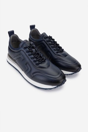 Valmenti Erkek Hakiki Deri Lacivert Sneakers & Spor Ayakkabı 383 VAL-5960 ERK AYK Y25 LACI SLVR