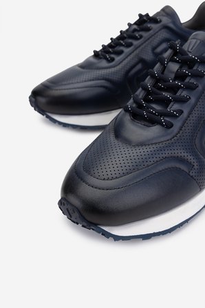 Valmenti Erkek Hakiki Deri Lacivert Sneakers & Spor Ayakkabı 383 VAL-5960 ERK AYK Y25 LACI SLVR