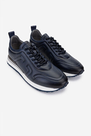 Valmenti Erkek Hakiki Deri Lacivert Sneakers & Spor Ayakkabı 383 VAL-5960 ERK AYK Y25 LACI SLVR