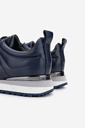 Valmenti Erkek Hakiki Deri Lacivert Sneakers & Spor Ayakkabı 383 VAL-5960 ERK AYK Y25 LACI SLVR