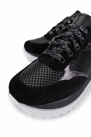 Tamer Tanca Kadın Hakiki Deri Siyah Süet Sneakers & Spor Ayakkabı 775 383 BN AYK Y25 SYH SUET/DR