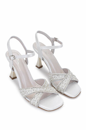 Tamer Tanca Kadın Hakiki Deri Beyaz Sedef Topuklu Ayakkabı 1065 036 BN AYK Y25 BEYAZ SEDEF