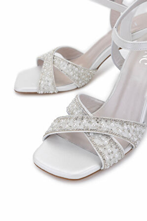 Tamer Tanca Kadın Hakiki Deri Beyaz Sedef Topuklu Ayakkabı 1065 036 BN AYK Y25 BEYAZ SEDEF