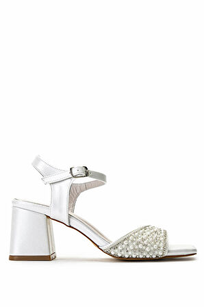 Tamer Tanca Kadın Hakiki Deri Beyaz Sedef Topuklu Ayakkabı 1065 1040 BN AYK Y25 BEYAZ SEDEF