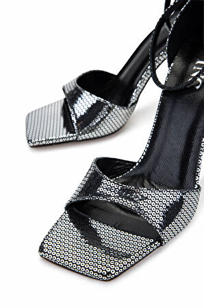 Tamer Tanca Kadın Vegan Metalik Topuklu Ayakkabı 1065 1009 BN AYK Y25 ANTRASIT BSK