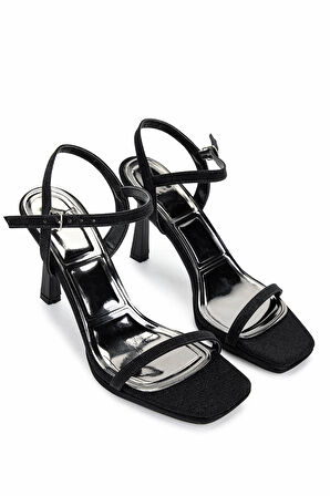 Tamer Tanca Kadın Vegan Siyah Topuklu Ayakkabı 1065 702 BN AYK Y25 SIYAH SIM