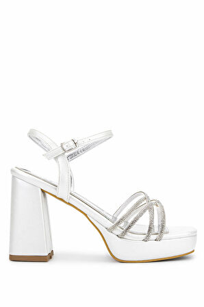 Tamer Tanca Kadın Vegan Beyaz Sedef Topuklu Ayakkabı 1065 10121 BN AYK Y25 BEYAZ SDF TASLI