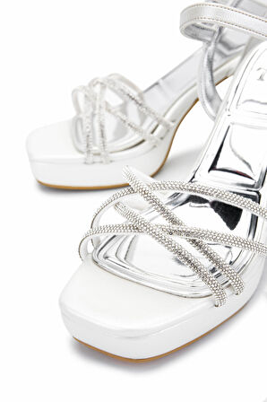 Tamer Tanca Kadın Vegan Beyaz Sedef Topuklu Ayakkabı 1065 10121 BN AYK Y25 BEYAZ SDF TASLI