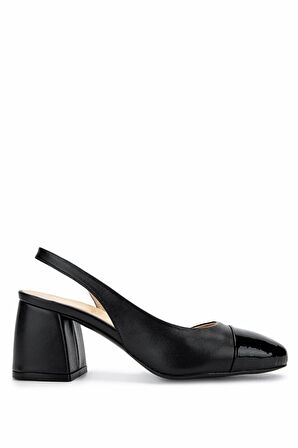 Tamer Tanca Kadın Hakiki Deri Siyah Rugan Topuklu Ayakkabı 340 199304 BN AYK Y25 SYH RGN/SYH DR