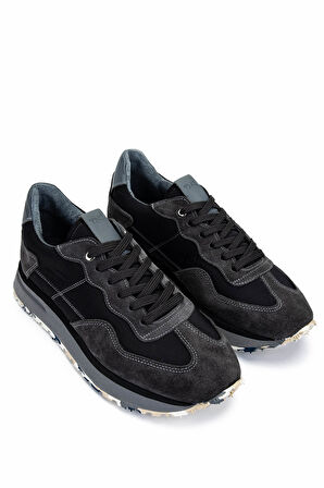 Tamer Tanca Erkek Deri & Tekstil Antrasit/Siyah Sneakers & Spor Ayakkabı 1149 MONACO ERK AYK Y25 ANT/SYH PRST
