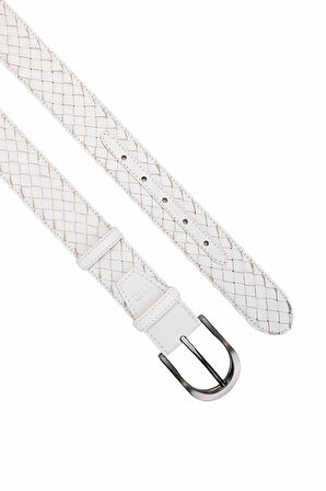 Tamer Tanca Erkek Hakiki Deri Beyaz Kemer 184 5415 ERK KMR Y25 BEYAZ ORGU