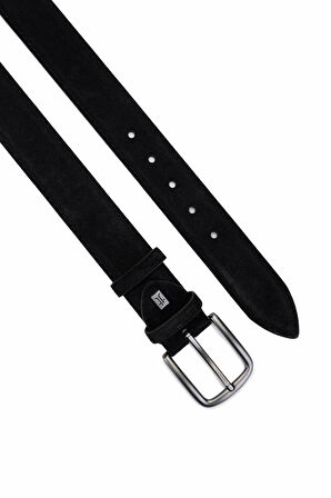 Tamer Tanca Erkek Hakiki Deri Siyah Süet Spor Kemer 171 2003 ERK KMR Y25 SIYAH SUET