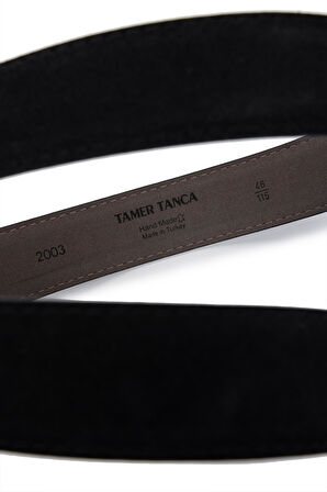 Tamer Tanca Erkek Hakiki Deri Siyah Süet Spor Kemer 171 2003 ERK KMR Y25 SIYAH SUET