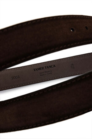 Tamer Tanca Erkek Hakiki Deri Kahverengi Süet Spor Kemer 171 2003 ERK KMR Y25 KAHVE SUET