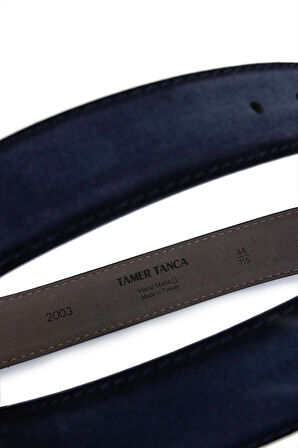 Tamer Tanca Erkek Hakiki Deri Lacivert Süet Spor Kemer 171 2003 ERK KMR Y25 LACI SUET