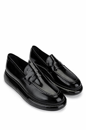 Tamer Tanca Erkek Hakiki Deri Siyah Açma Loafer Ayakkabı 756 13081 ERK AYK Y25 SIYAH ACMA