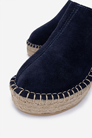 Valmenti Kadın Hakiki Deri Lacivert Süet Topuklu Terlik 1144 5408 BN TRLK Y25 LACI SUET