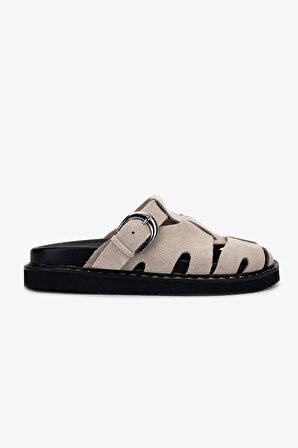 Valmenti Kadın Hakiki Deri Bej Süet Düz Terlik 154 1500 BN TRLK Y25 BEJ SUET