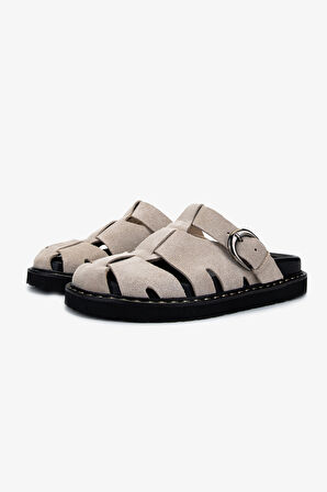 Valmenti Kadın Hakiki Deri Bej Süet Düz Terlik 154 1500 BN TRLK Y25 BEJ SUET