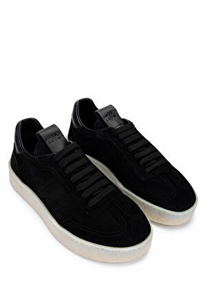 Tamer Tanca Erkek Hakiki Deri Siyah Süet Sneakers & Spor Ayakkabı 1111 4411 ERK AYK Y25 SIYAH SUET