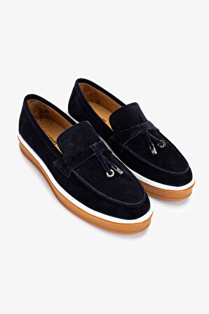 Valmenti Erkek Hakiki Deri Lacivert Süet Loafer Ayakkabı 978 302 ERK AYK Y25 LACI SUET