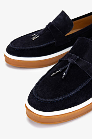 Valmenti Erkek Hakiki Deri Lacivert Süet Loafer Ayakkabı 978 302 ERK AYK Y25 LACI SUET