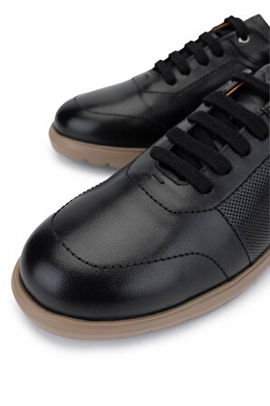 Tamer Tanca Erkek Hakiki Deri Siyah Sneakers & Spor Ayakkabı 1093 1198 ERK AYK Y25 SIYAH NAPPA DR