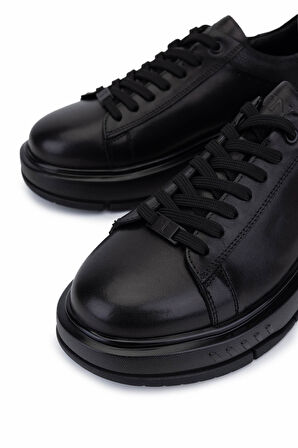 Tamer Tanca Erkek Hakiki Deri Siyah Sneakers & Spor Ayakkabı 298 3212-2605 ERK AYK SK25-26 SIYAH