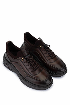 Tamer Tanca Erkek Hakiki Deri Sneakers & Spor Ayakkabı 298 3138-2527 ERK AYK SK25-26 KAHVE SLVR ALKL