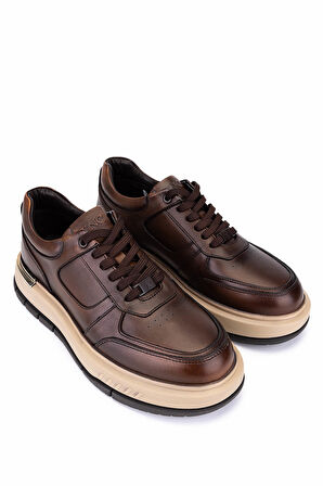 Tamer Tanca Erkek Hakiki Deri Taba Sneakers & Spor Ayakkabı 298 3228-2605 ERK AYK SK25-26 TABA SLVR ALKL