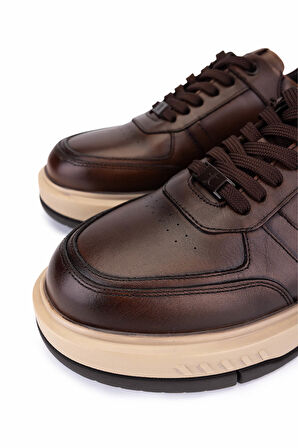 Tamer Tanca Erkek Hakiki Deri Taba Sneakers & Spor Ayakkabı 298 3228-2605 ERK AYK SK25-26 TABA SLVR ALKL