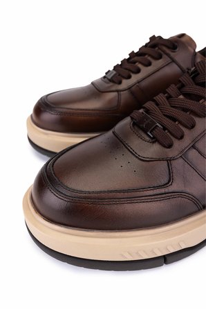 Tamer Tanca Erkek Hakiki Deri Taba Sneakers & Spor Ayakkabı 298 3228-2605 ERK AYK SK25-26 TABA SLVR ALKL