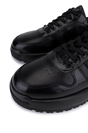 Tamer Tanca Erkek Hakiki Deri Siyah Sneakers & Spor Ayakkabı 298 3202-1626 ERK AYK SK25-26 SYH/SYH ACMA