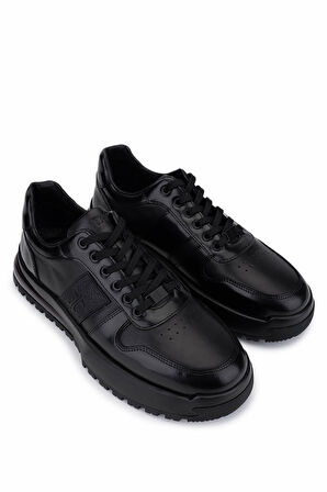 Tamer Tanca Erkek Hakiki Deri Siyah Sneakers & Spor Ayakkabı 298 3202-1626 ERK AYK SK25-26 SYH/SYH ACMA
