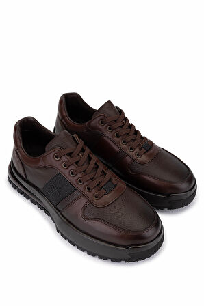 Tamer Tanca Erkek Hakiki Deri Kahverengi Sneakers & Spor Ayakkabı 298 3202-1626 ERK AYK SK25-26 KHV SLVR/KHV ALKL