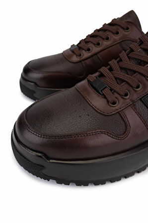 Tamer Tanca Erkek Hakiki Deri Kahverengi Sneakers & Spor Ayakkabı 298 3202-1626 ERK AYK SK25-26 KHV SLVR/KHV ALKL