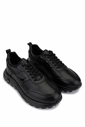 Tamer Tanca Erkek Hakiki Deri Siyah Sneakers & Spor Ayakkabı 298 3160-30219 ERK AYK SK25-26 SIYAH ATLAS